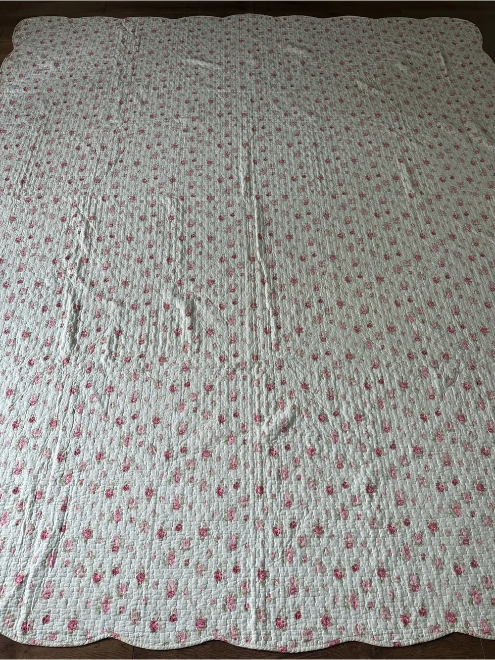 Shabby Chic Floral King Quilt 100% Cotton 1 Pillow Sham